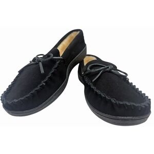 Alpine Swiss Sabine Women's Size 8 Black Moccasin Slippers Faux Shearling New